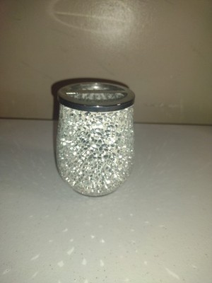 Better Homes & Gardens Glimmer Mosaic Glass Toothbrush Holder Silver Grey