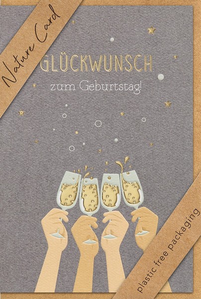 Geburtstag Nature Cards Unverpackte GlüCkwunschkarte Mit Briefumschlag SektgläSe-image