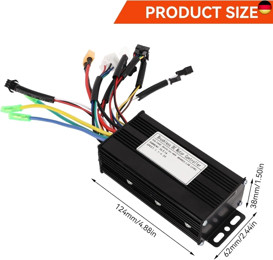 Bürstenloser Gleichstrommotor Controller, 62x38x124mm 24V 36V 48V 500W 750W 26A - Bild 3 von 4