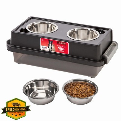 IRIS USA Elevated Dog Bowls 6in Smoke Black Food Storage 5 Lbs | eBay