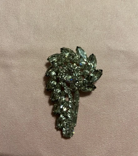 😍Original Vintage Costume Jewelry Rhinestone MidCentury Modern Brooch Pin