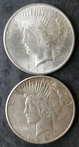 1925 and 1926 S $1 Peace Silver Dollars
