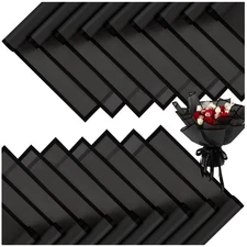 Elegant 20 Sheet Translucent Black Flower Wrapping Paper - Waterproof & Durable