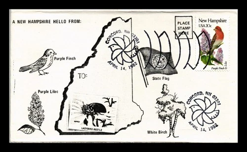 US COVER NEW HAMPSHIRE STATE BIRD AND FLOWER FIRST DAY ISSUE
