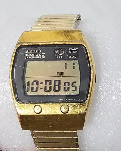 Men's Seiko M159 Quartz LC Chronograph Vintage 1970s Digital Watch Japan Works