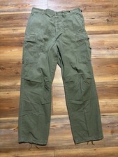 60/70s US Military OG-107 Olive Green Poplin Cotton Cargo Pants 34x32 Rip stop