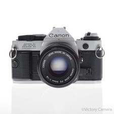 Canon AE-1 Program Chrome 35mm Film SLR Camera 50mm f1.8 Lens EXC