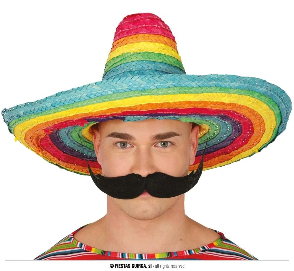 FIESTAS GUIRCA Cappello sombrero messicano in paglia multicolore cm 50