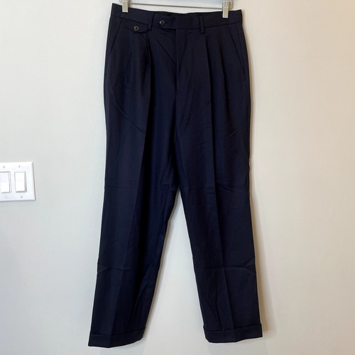 J.Crew Relaxed Fit Single Pleat Trouser Italian Wool Flannel BZ630 Navy 30 30 - Picture 2 of 16