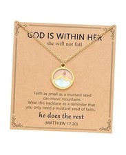 Silver/Gold Moving Mountains-Mustard Seed Faith Necklace for Mountain-Gold