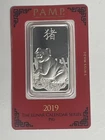 2019 Pamp Lunar Series Year of the Pig 1 oz .999 Fine Silver in Assay Card