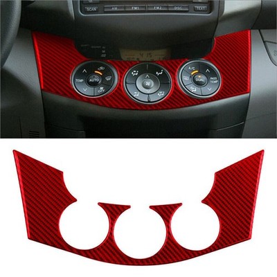 Red Carbon Fiber Interior Climate Control Cover Trim For Toyota RAV4 2006-2012