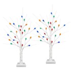 [ Timer ] 2 Pack Lighted Birch Tree, 26" Christmas Birch Tree with 24 Led Red...