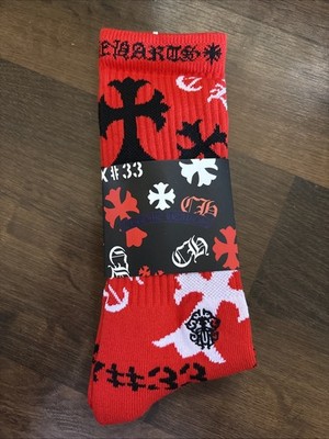 Chrome Hearts Stencil Socks Red Black White  Size Large NWT Japan Made Authentic