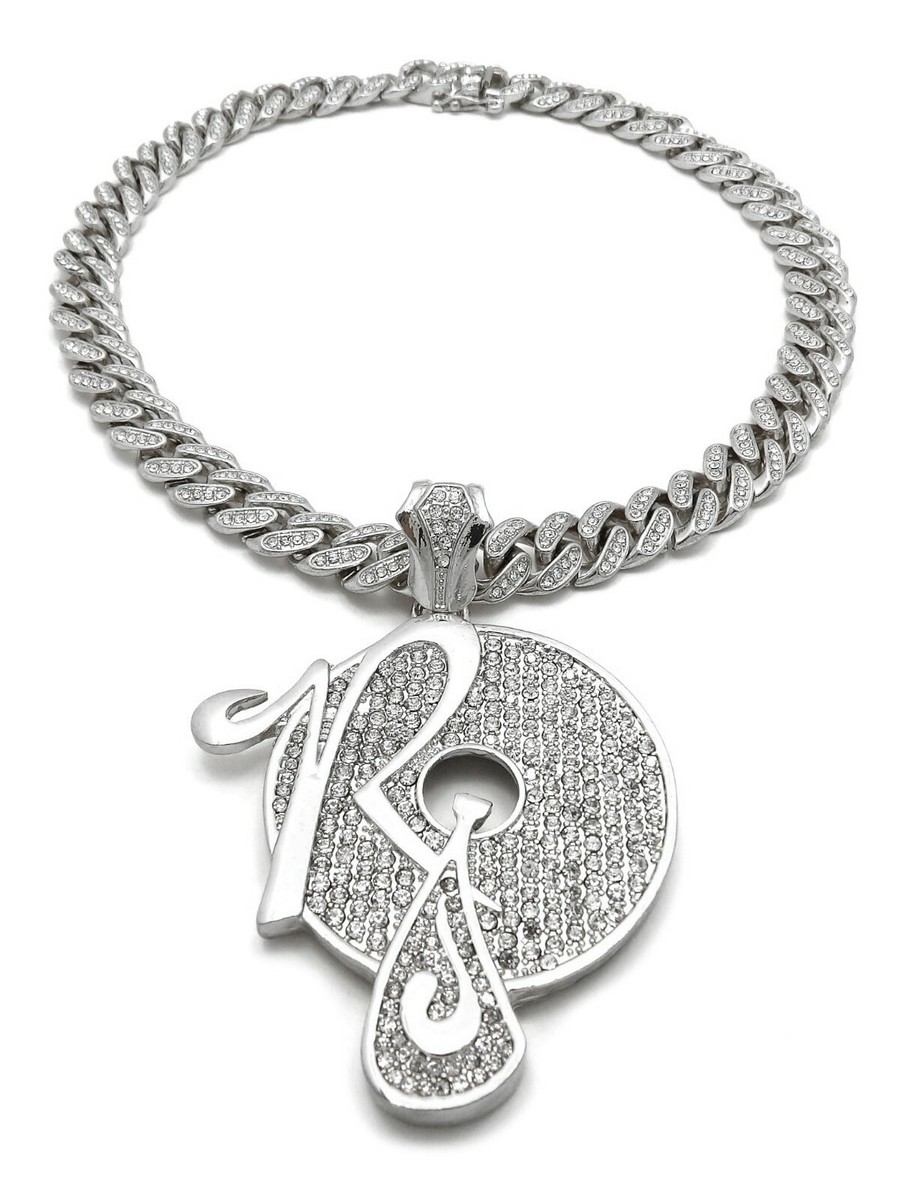DIMOND ROCAFELLA JAYZ PENDANT SILVER CUBAN LINK CHAIN NECKLACE HIP
