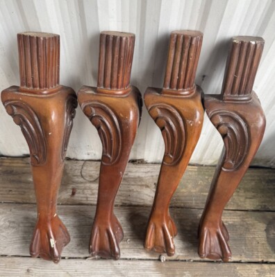 VTG Resign Salvage Ball&Claw Feet Carved Table Legs 20  T Crafter Reclaimed