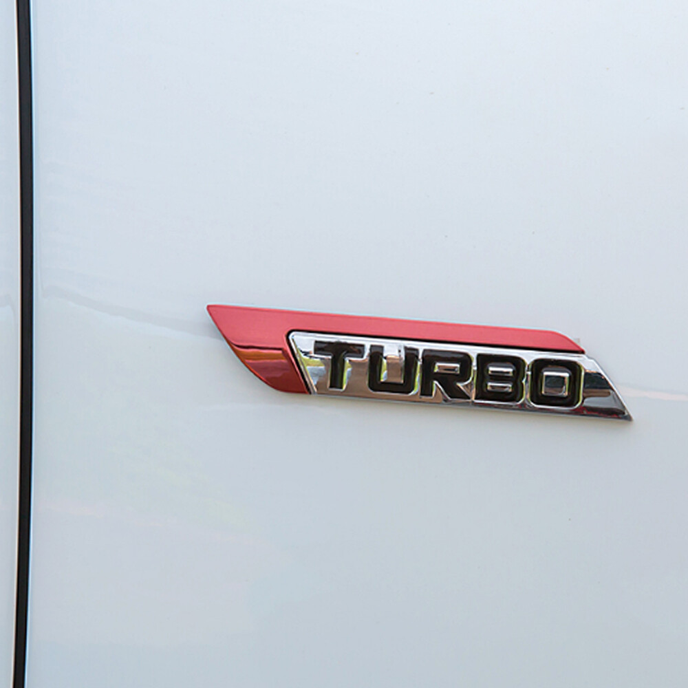 Red 3D Metal Turbo Logo Car Body Fender Emblem Badge Decal Sticker