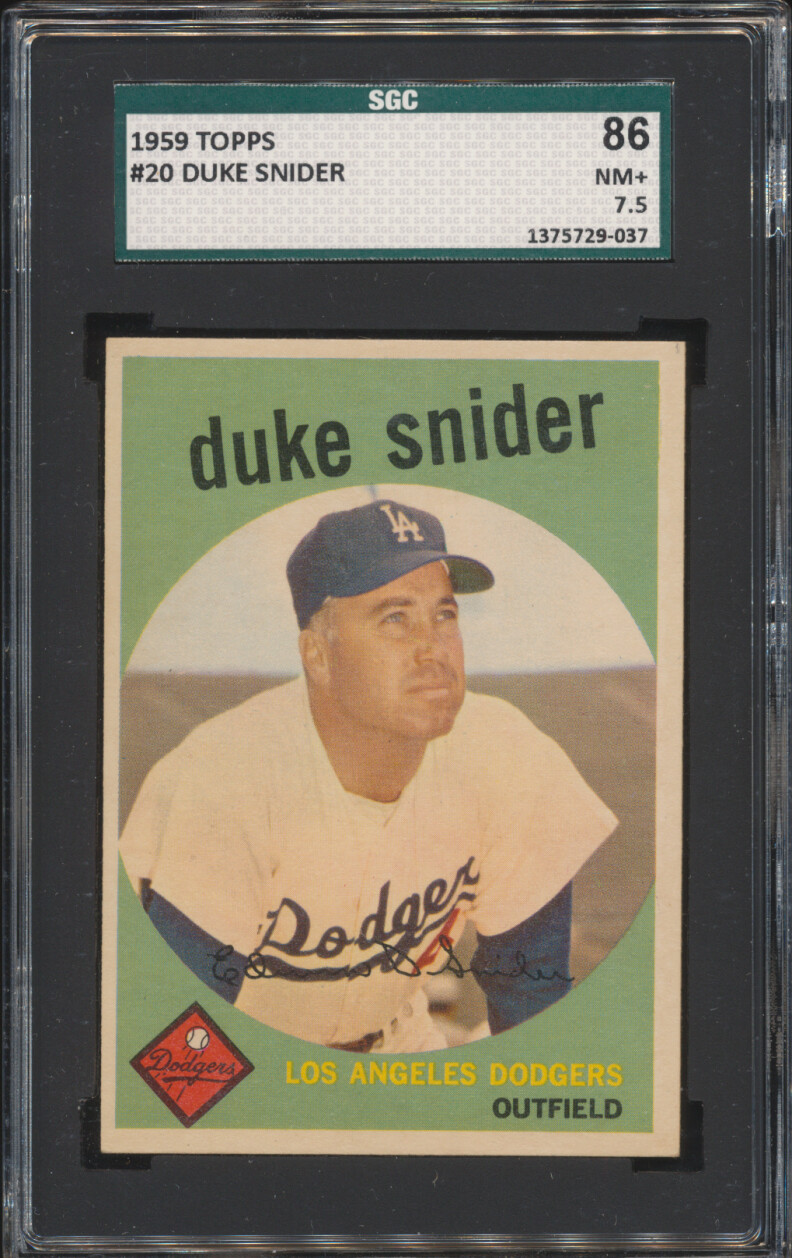 1959 Topps Duke Snider #20 HOF Los Angeles Dodgers SGC 7.5 NM+