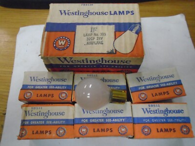 NOS! Westinghouse Lamp, No. 309, 32CP, 28V, Lot of 6