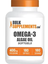 BulkSupplements Algal Oil 180 Softgels - Omega 3 Supplement - 1000mg per serving