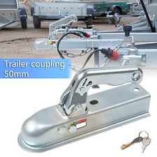 HEAVY DUTY 50MM TRAILER TOWING HITCH Coupling Tow Bar Ball Pressed Steel w/ Lock