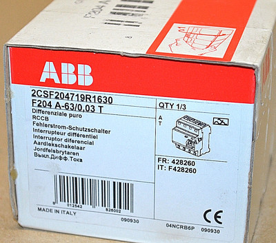 ABB F204A-63/0,03T Fehlerstrom-Schutzschalter 2CSF204719R1630 4P FI-Schutz NEU