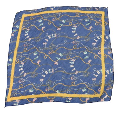 COLLECTION EIGHTEEN Blue Gold Square Nautical Regatta Flag Lightweight Scarf
