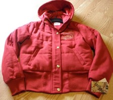 Southpole Women's Juniors Full Zipper Jacket W/hood Size Medium, Red