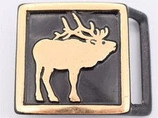 Valleau Studios Elk Solid Brass Vintage Belt Buckle