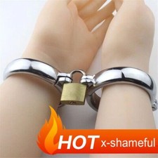 Metal Handcuff Male Stainless Steel Wrist Ankle Cuff Binding Bracelet Restraints