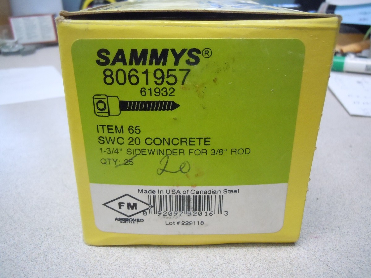 Sammys 8061957 Sidewinder 5/16 in Dia 3/8-16 Rod Anchor Box of 20