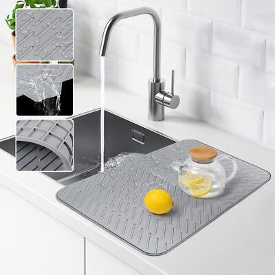 #ad #ad Silicone Draining Board Mat Dish Drying Mat Folding Black Gray Pad Drainer Mat $19.99