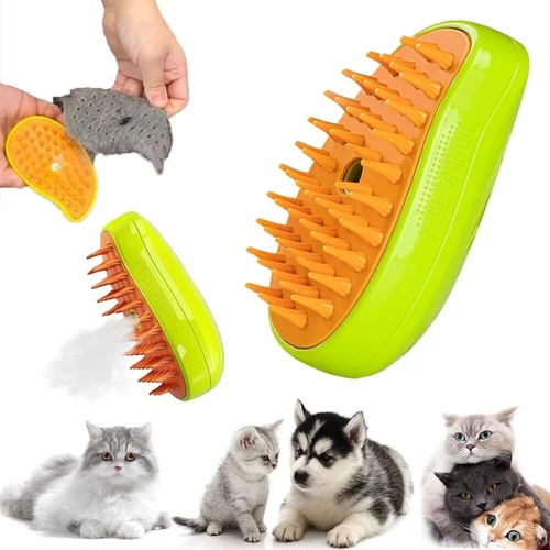 Rechargeable Shedding Hair Spray Hot Steam Easy Pet Grooming Brush for Cat&Dog - Picture 2 of 12