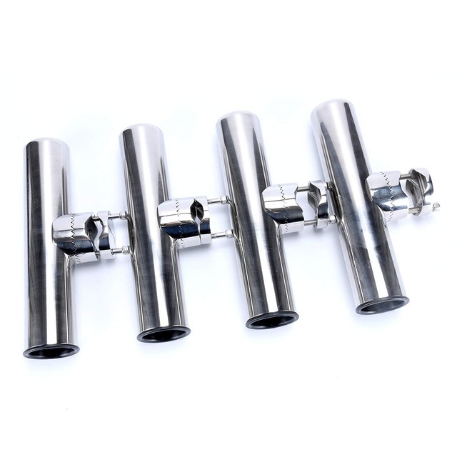 4PCS Stainless Rail Mount Clamp on Fishing Rod Holder for Rails 1'' to