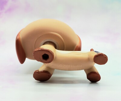 Littlest Pet Shop Jumbo – Teckel Marron Pêche 5" – Yeux Verts – Hasbro – Occasion