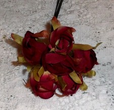 WINE millinery Vintage style 6 silk ROSE BUD fabric flowers ALEXANDER dolls HTF