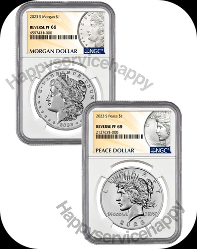 2023-S MORGAN & PEACE DOLLAR  REVERSE PROOF SET, 2 Coin NGC PF69 , !!
