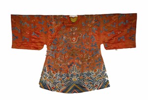 A QING DYNASTY IMPERIAL LADIES RED DRAGON ROBE