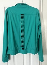 Trina Turk Recreation Women's Athleisure Jacket Turquoise Blue Cutouts Size M