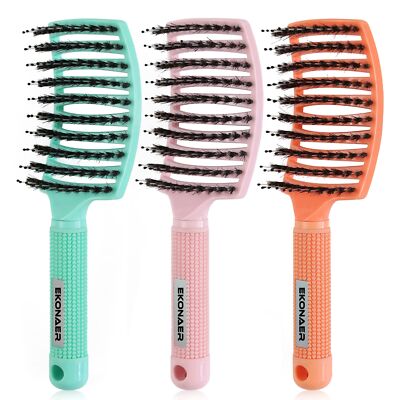 3 Pack Vented Quick Drying Massage Blow Detangler Brushboar Bristle Hair Brush S