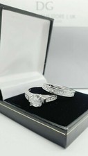 White gold finish round cut created diamond twin set ring size L Dubai Regency