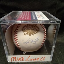 Mike Lowell Autographed Official 2003 World Series Baseball JSA -P BB #
