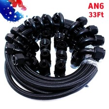 AN6 -6AN Fitting Steel Nylon Braided Oil Fuel Line 20pcs Swivel Hose End 33FT
