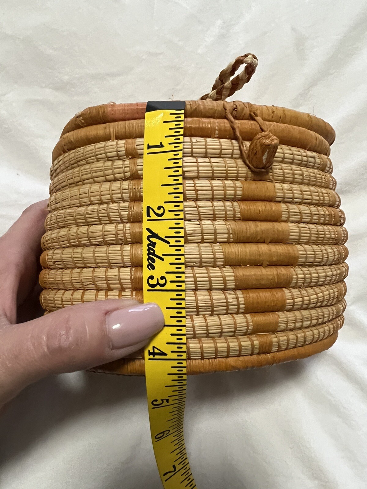 Pine Needle Sweetgrass Oval Coil Basket Lid Handle Age Unknown eBay