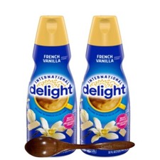 Int'l Delight French Vanilla Liquid Coffee Creamer 2 Pack 32 oz. W/ Wooden Spoon