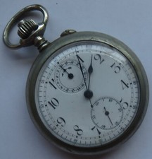 Chronograph pocket watch open face nickel chromiun case all original