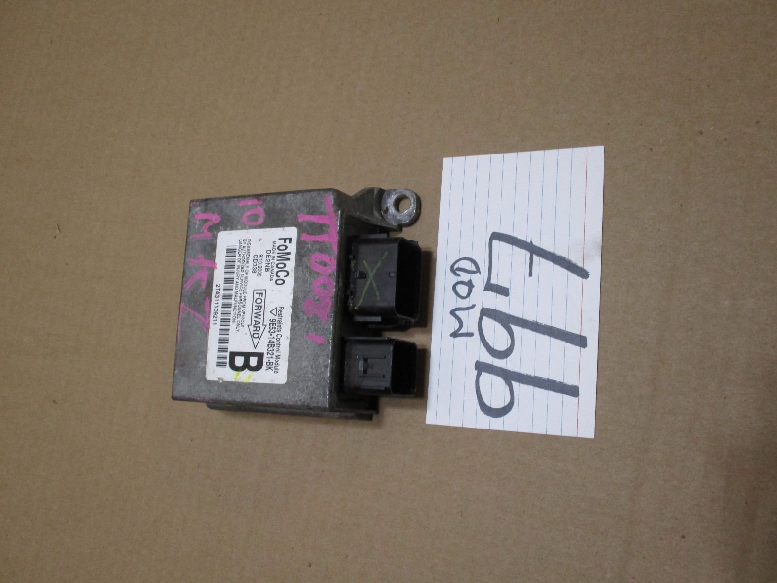 2010 Lincoln MKZ Control Module Computer #997-MOD 