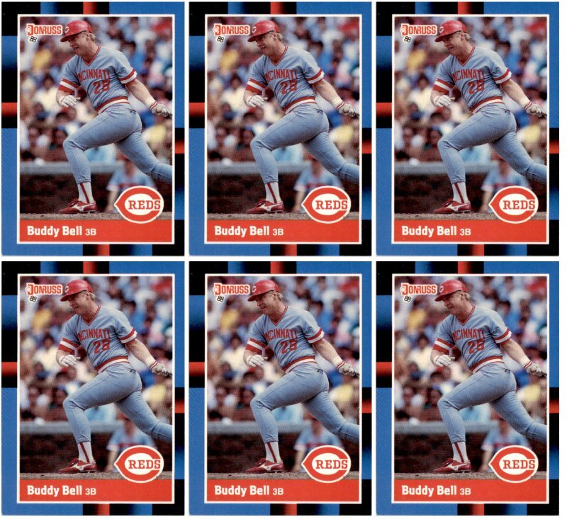 (6) 1988 Donruss #206 Buddy Bell Cincinnati Reds Card Lot