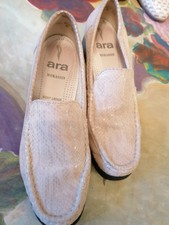 ARA Damen Schuhe Pumps Mokassin Leder weite G 6 1/2 38 Perlmutt sehr bequem beig