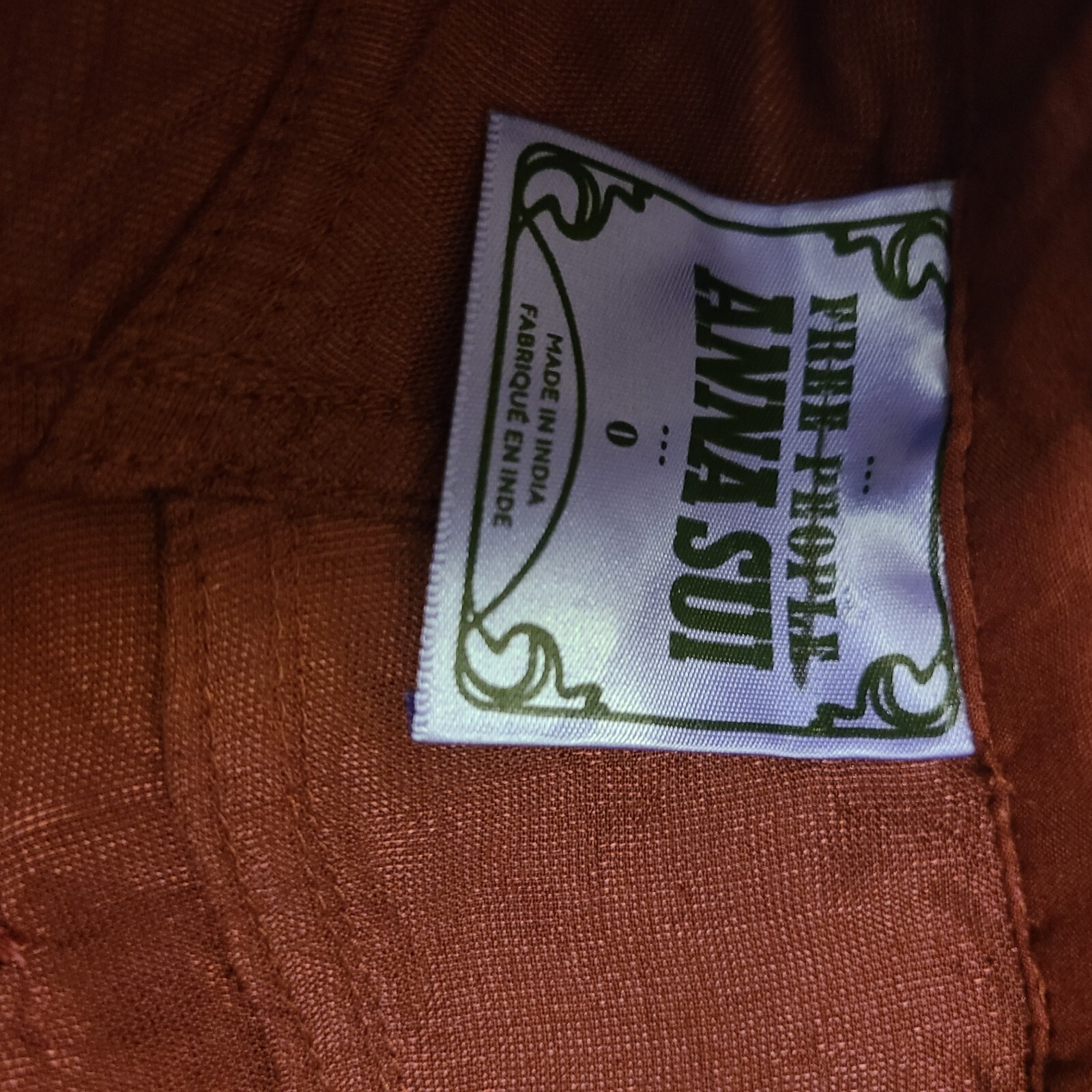 NWOT Free People x Anna Sui Rose Garden Pants in Wine Sz 0